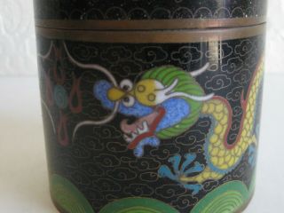 Fine Old Antique Chinese Cloisonne Enamel Copper Dragon Lidded Box Jar Late Qing 5