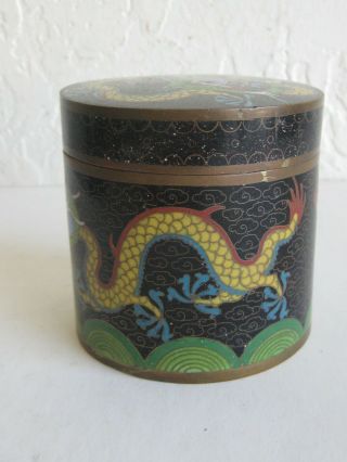 Fine Old Antique Chinese Cloisonne Enamel Copper Dragon Lidded Box Jar Late Qing 6