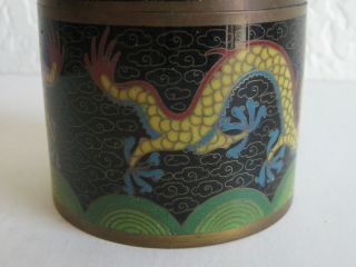 Fine Old Antique Chinese Cloisonne Enamel Copper Dragon Lidded Box Jar Late Qing 7