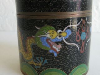 Fine Old Antique Chinese Cloisonne Enamel Copper Dragon Lidded Box Jar Late Qing 9