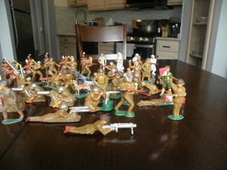 VINTAGE ANTIQUE MANOIL BARCLAY MILITARY WW1 LEAD TOY SOLDIERS,  COWBOYS,  INDIANS 10