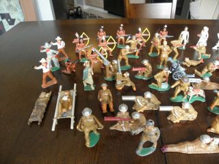 VINTAGE ANTIQUE MANOIL BARCLAY MILITARY WW1 LEAD TOY SOLDIERS,  COWBOYS,  INDIANS 2