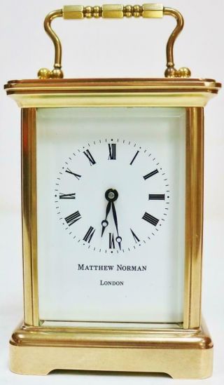 Vintage English Matthew Norman 8day Timepiece Carriage Clock Platform Escapement