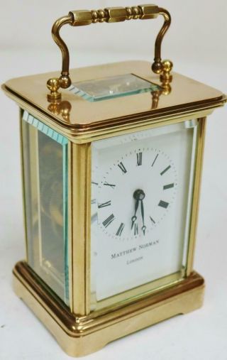 Vintage English Matthew Norman 8Day Timepiece Carriage Clock Platform Escapement 2