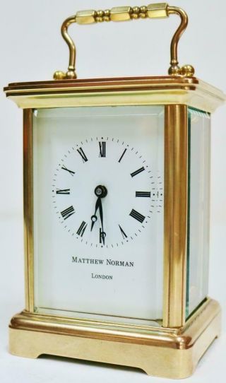Vintage English Matthew Norman 8Day Timepiece Carriage Clock Platform Escapement 3