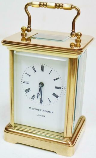 Vintage English Matthew Norman 8Day Timepiece Carriage Clock Platform Escapement 4