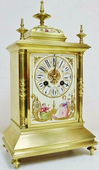 Antique 19thC French 8 Day Bronze & Sevres Porcelain Ornate Cube Mantel Clock 2