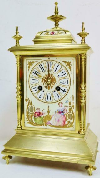 Antique 19thC French 8 Day Bronze & Sevres Porcelain Ornate Cube Mantel Clock 3