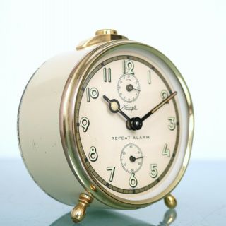 Kienzle Vintage Repeat Alarm Clock Mantel Serviced And Restored Very Rare German
