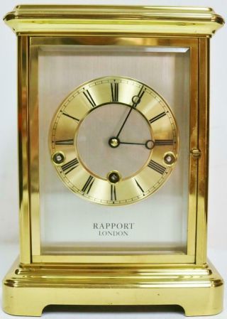 Rare Vintage Rapport 8 Day Triple Chime Musical 4 Glass Mantel Table Clock