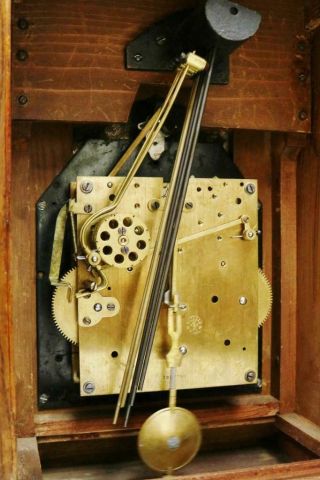 Antique Gustav Becker 8 Day Carved Oak Westminster Chime Musical Bracket Clock 11