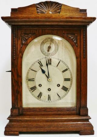 Antique Gustav Becker 8 Day Carved Oak Westminster Chime Musical Bracket Clock 2