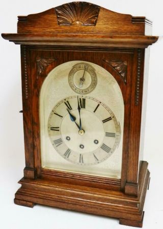 Antique Gustav Becker 8 Day Carved Oak Westminster Chime Musical Bracket Clock 4