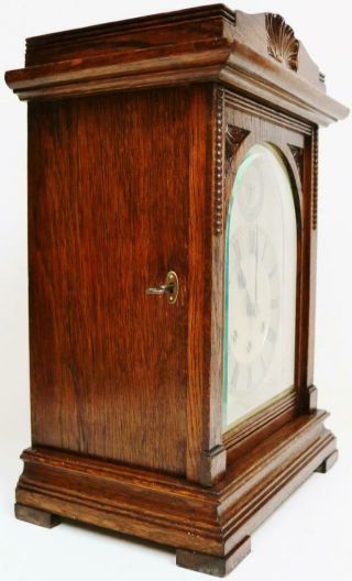 Antique Gustav Becker 8 Day Carved Oak Westminster Chime Musical Bracket Clock 5