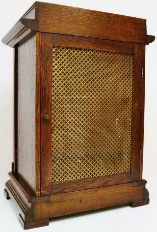 Antique Gustav Becker 8 Day Carved Oak Westminster Chime Musical Bracket Clock 9