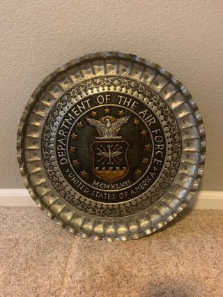 Vintage Hand Stamped Metal - Dept Of The Air Force Usa Heavy Tray Plaque