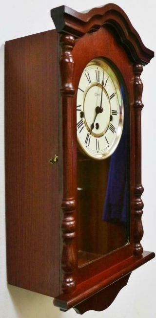 Vintage Franz Hermle 8 Day Mahogany Musical Westminster Chime Wall Clock 3