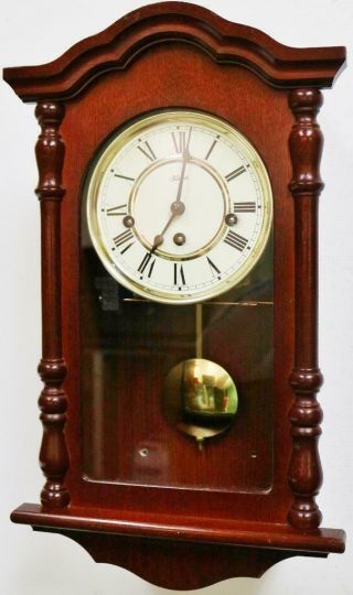 Vintage Franz Hermle 8 Day Mahogany Musical Westminster Chime Wall Clock 4