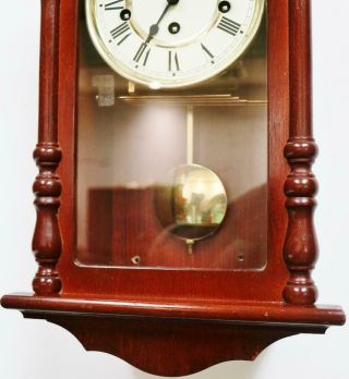 Vintage Franz Hermle 8 Day Mahogany Musical Westminster Chime Wall Clock 6