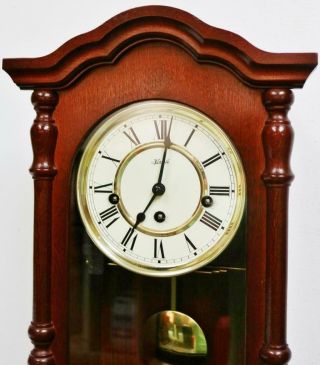 Vintage Franz Hermle 8 Day Mahogany Musical Westminster Chime Wall Clock 7