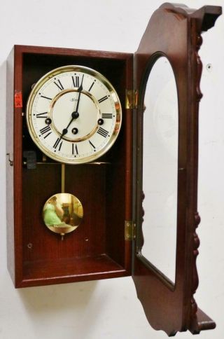 Vintage Franz Hermle 8 Day Mahogany Musical Westminster Chime Wall Clock 8