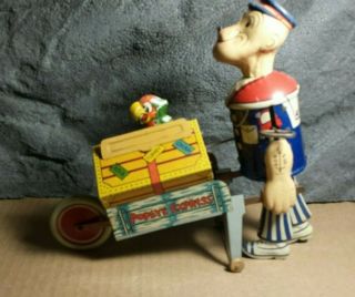 RARE Vintage Marx | Popeye Express with Pop - up Parrot | Tin Wind Up Toy | 11