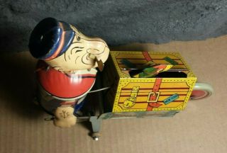 RARE Vintage Marx | Popeye Express with Pop - up Parrot | Tin Wind Up Toy | 2