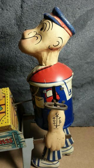 RARE Vintage Marx | Popeye Express with Pop - up Parrot | Tin Wind Up Toy | 3