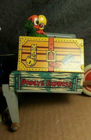 RARE Vintage Marx | Popeye Express with Pop - up Parrot | Tin Wind Up Toy | 6
