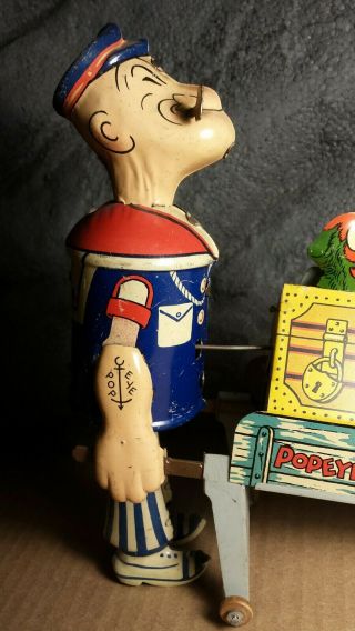 RARE Vintage Marx | Popeye Express with Pop - up Parrot | Tin Wind Up Toy | 7