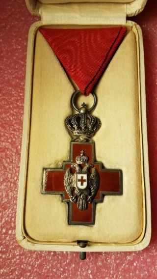 Vintage Serbian Red Cross 1876 Medal Badge World War Army Navy