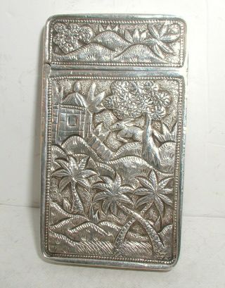 " Antique Solid Silver Indian Calcutta Card Case " Circa 1900