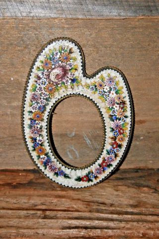 Antique Hand Made Italian Micromosaic / Micro Mosaic Picture Photo Frame Italy