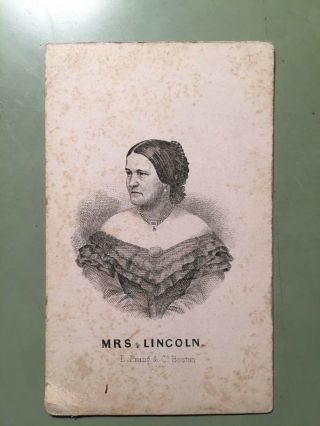 Civil War Era Steel Engraved Cdv Mrs Lincoln - L Prang & Co Boston