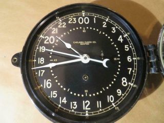 Chelsea 24 Hour Ships Clock Circa 1975 Cold War Era - Runs