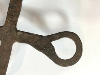 Two Antique Hand - Forged Wrought Iron Sad Iron Trivets - Primitive and Early 11