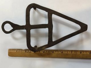 Two Antique Hand - Forged Wrought Iron Sad Iron Trivets - Primitive and Early 6