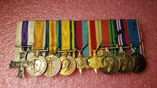 Vintage Miniature British Raf War Medal Badge Group Army Navy Flying Cross