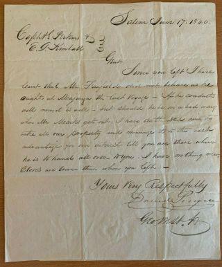 1840 Letter To Ships Captain On Board Brig Rolla Zanzibar Africa Shipwrecked 
