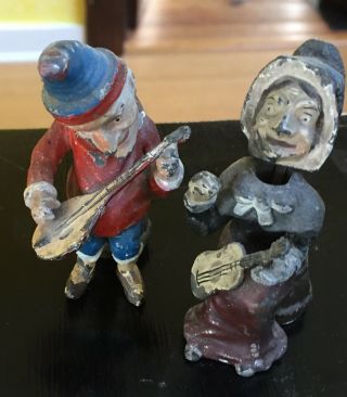 Antique Punch And Judy Metal Nodders Or Bobbleheads Rare