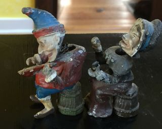 Antique Punch and Judy Metal Nodders or Bobbleheads Rare 2