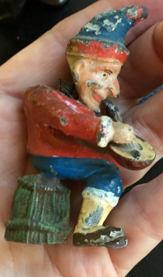 Antique Punch and Judy Metal Nodders or Bobbleheads Rare 6