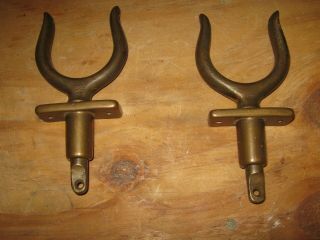 Two Vintage Bronze/brass Oar Locks With Receivers.