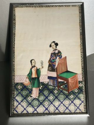 ANTIQUE CHINESE WATERCOLOUR PAINTING ON PITH / RICE PAPER - FRAMED 3