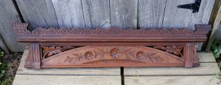 Antique Victorian Eastlake Carved Walnut Pediment Header Furniture Crown