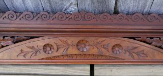 Antique Victorian Eastlake Carved Walnut Pediment Header Furniture Crown 2