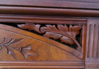 Antique Victorian Eastlake Carved Walnut Pediment Header Furniture Crown 3