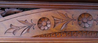 Antique Victorian Eastlake Carved Walnut Pediment Header Furniture Crown 4