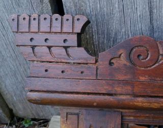 Antique Victorian Eastlake Carved Walnut Pediment Header Furniture Crown 6