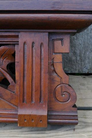 Antique Victorian Eastlake Carved Walnut Pediment Header Furniture Crown 9